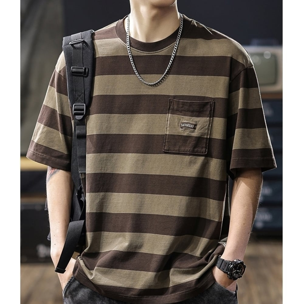 ポケットデザインボーダーTシャツ HL2578