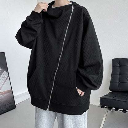 Big size asymmetric zip up hoodie HL2292