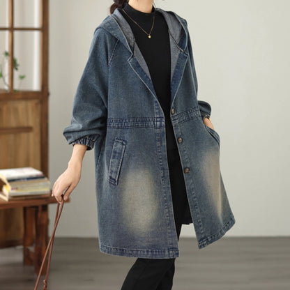 Hooded denim coat D0075