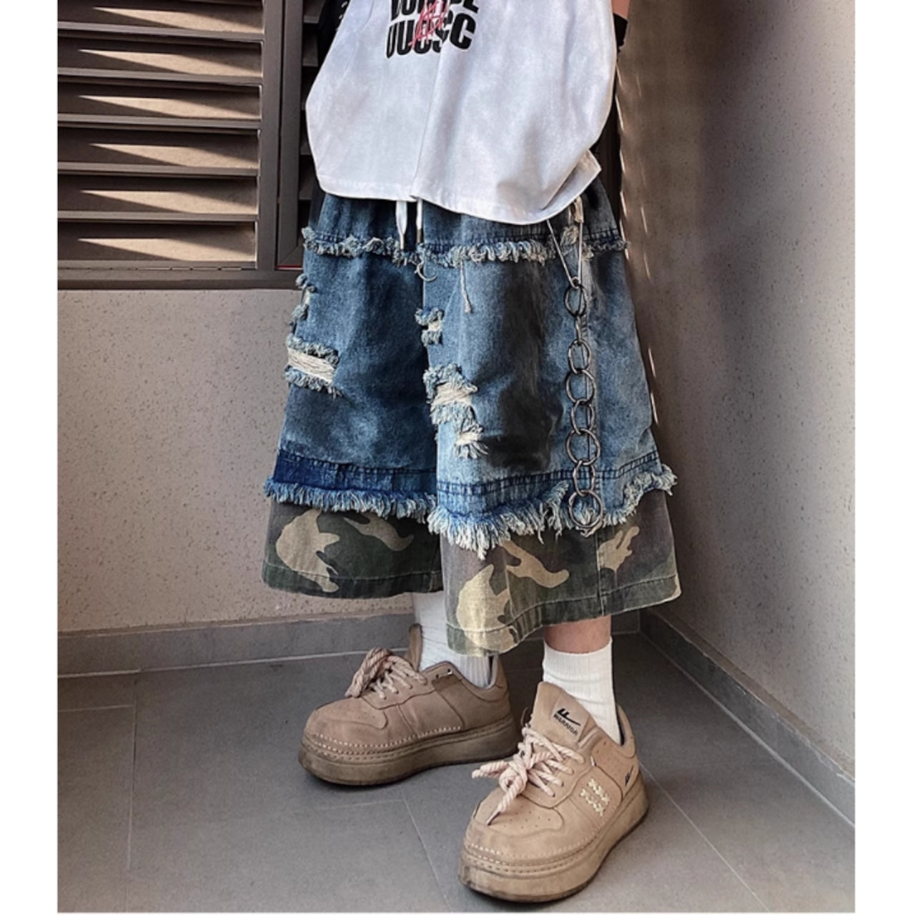 Wide leg cropped denim jeans D0099