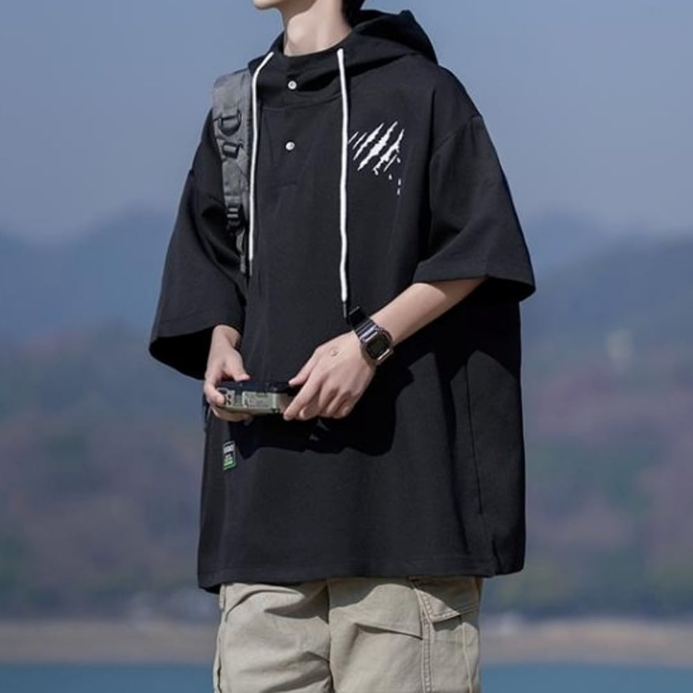 Pullover short sleeve hoodie HL2558