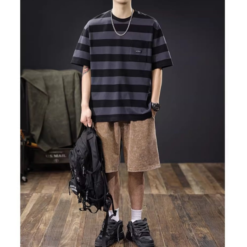 ポケットデザインボーダーTシャツ HL2578