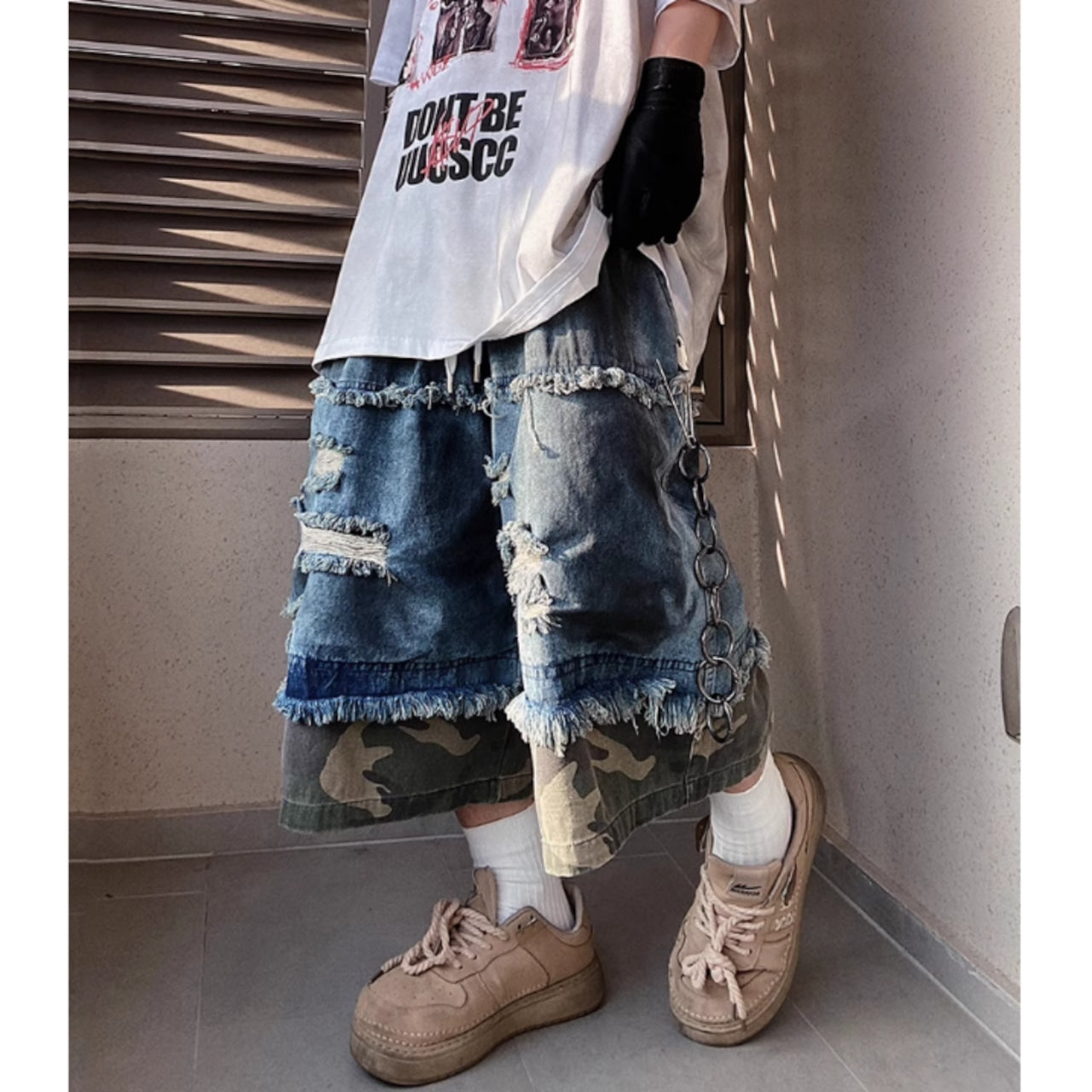 Wide leg cropped denim jeans D0099