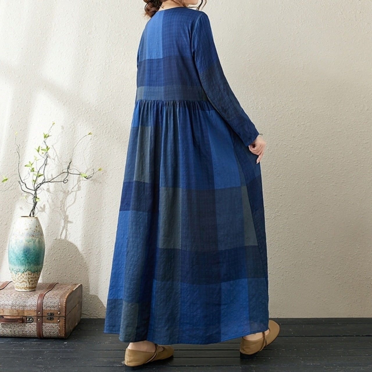 Blue grid one piece D0067