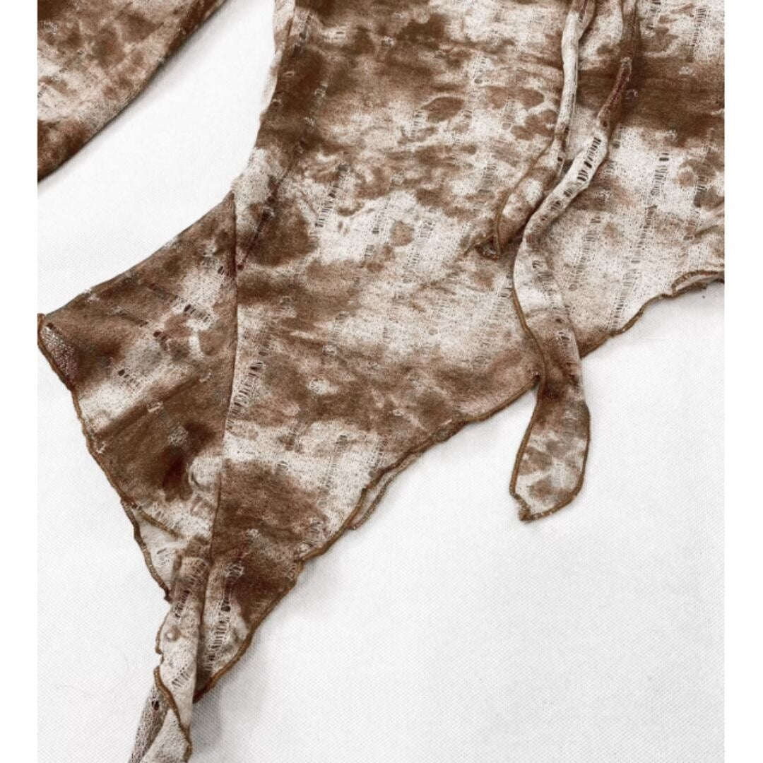 Tie dye pattern long sleeve tops E7012