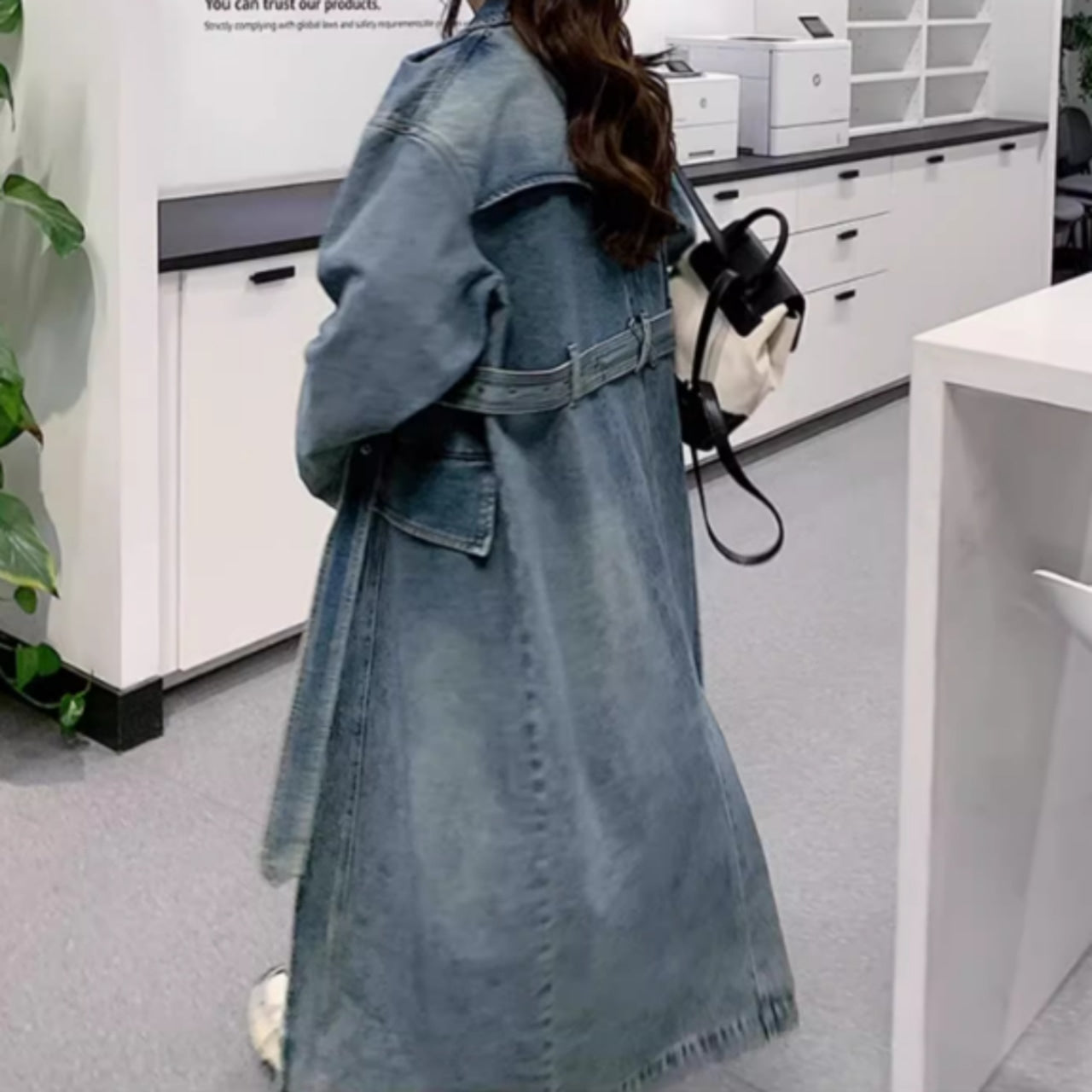 Denim long coat D0083