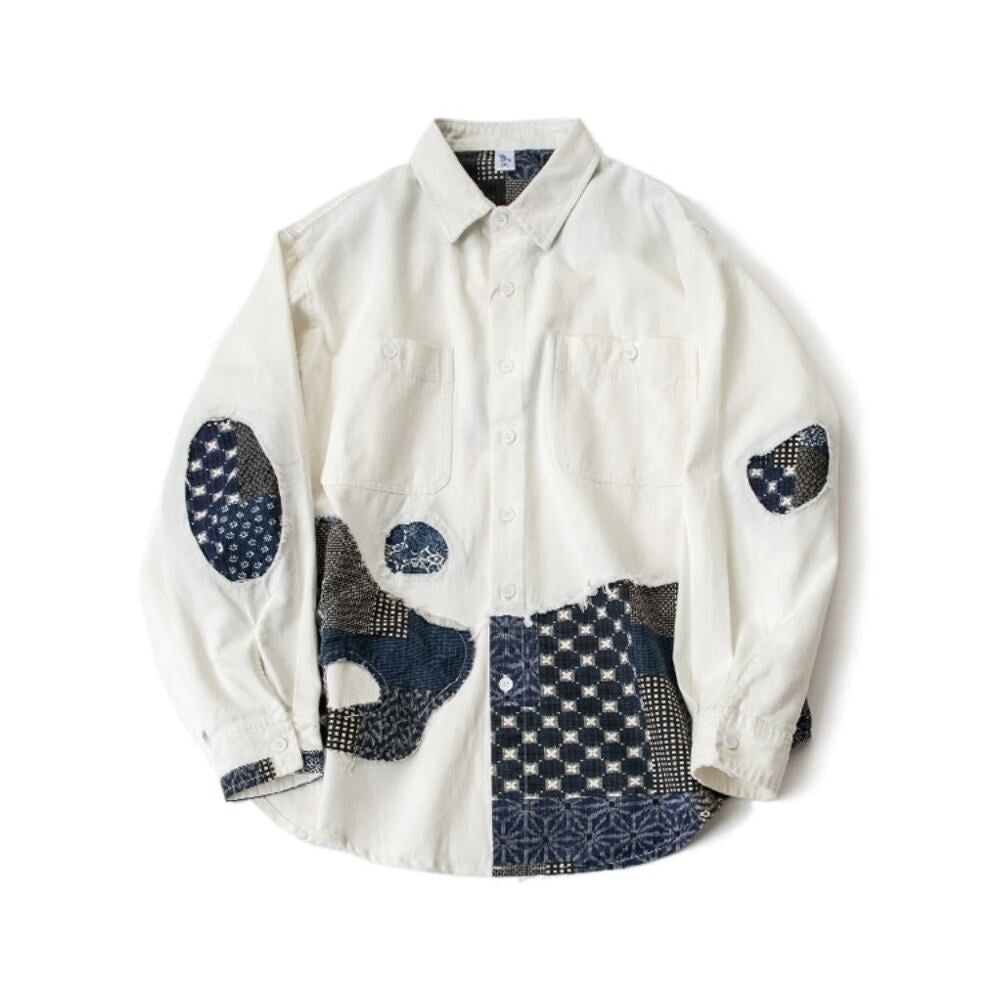 Patchwork white shirt HL2551