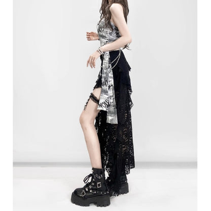 Graphic print bare top E7046