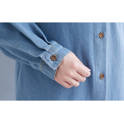 Long denim shirt one piece D0076