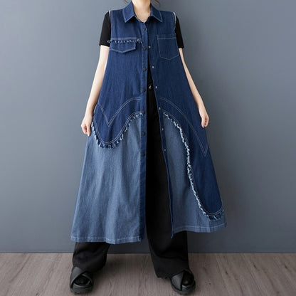 Sleeveless denim one piece D0066
