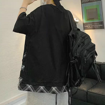 Fake layered short sleeve tops HL2483