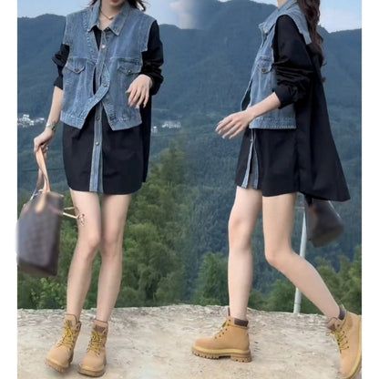 Fake layered shirt D0098