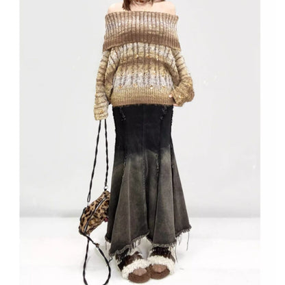 Fishtail denim skirt E7019