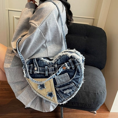 Heart Denim Tote Bag D0031