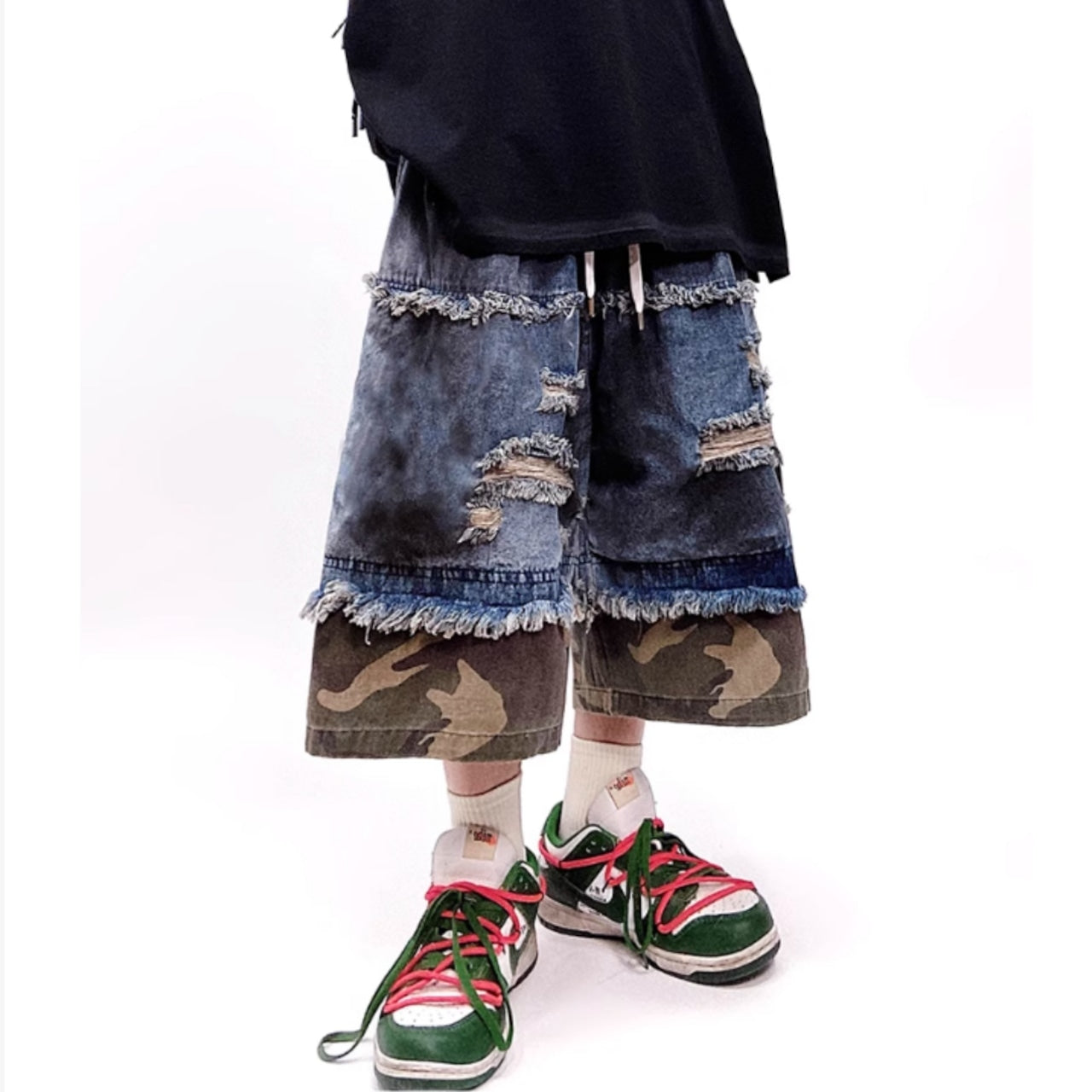 Wide leg cropped denim jeans D0099