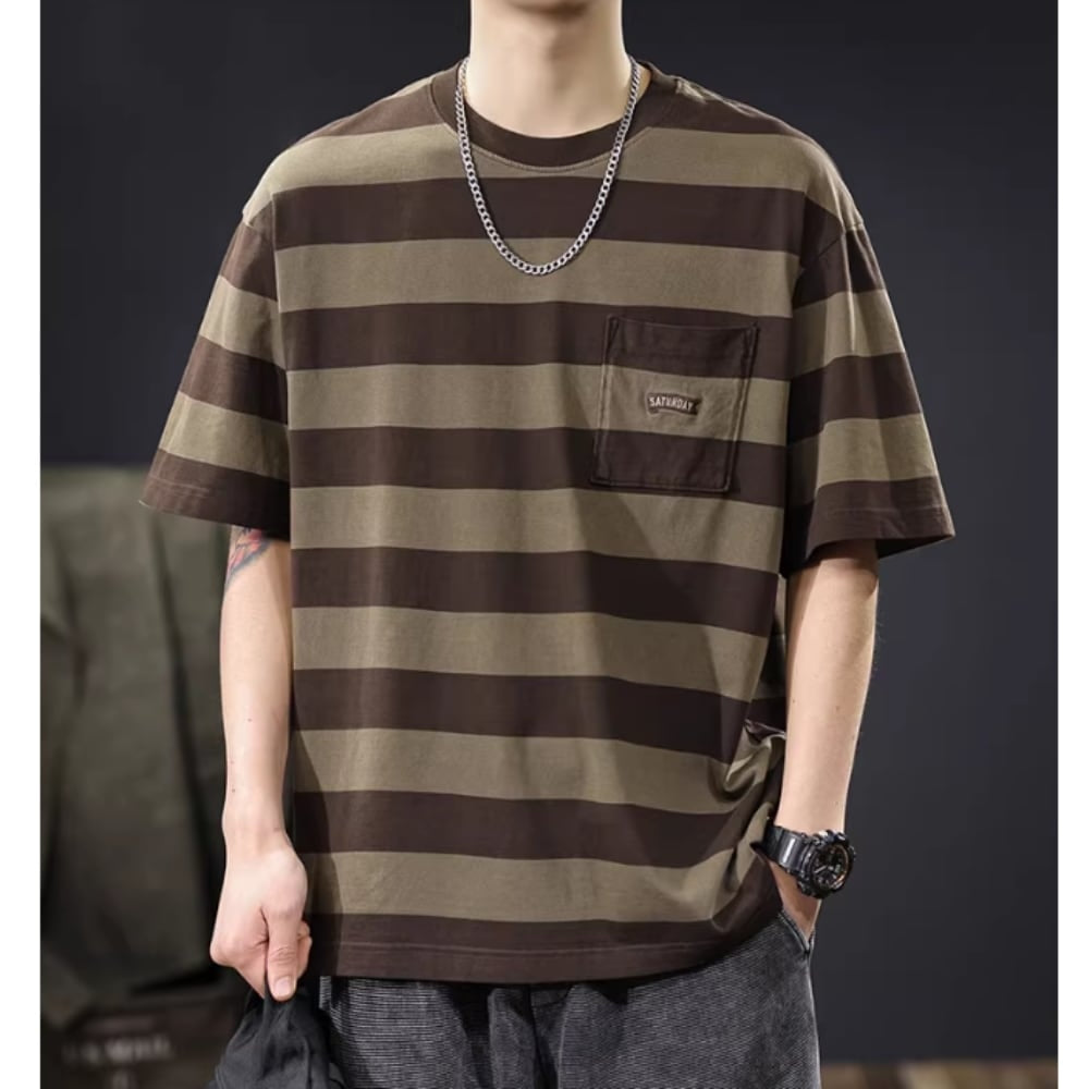 ポケットデザインボーダーTシャツ HL2578