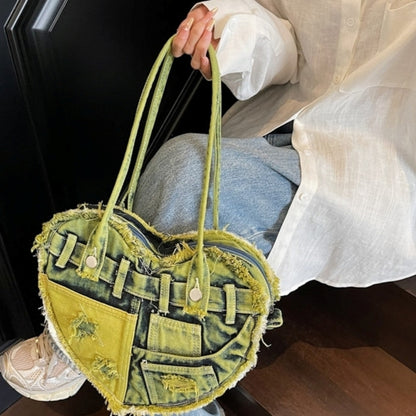 Heart Denim Tote Bag D0031