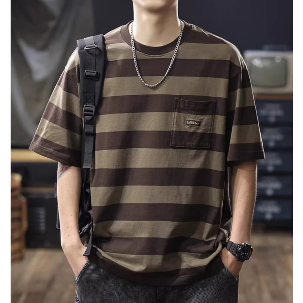 ポケットデザインボーダーTシャツ HL2578