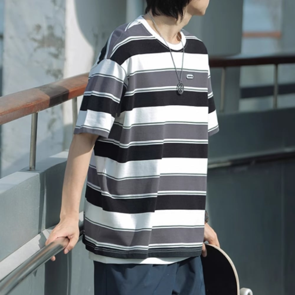 Round neck border T-shirt HL2580