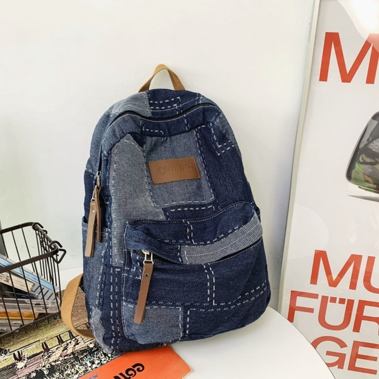 Patchwork Denim Backpack D0035