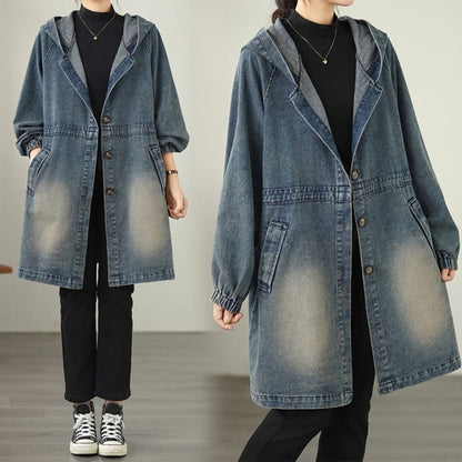 Hooded denim coat D0075
