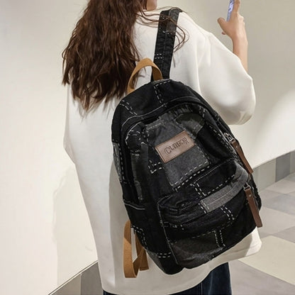 Patchwork Denim Backpack D0035
