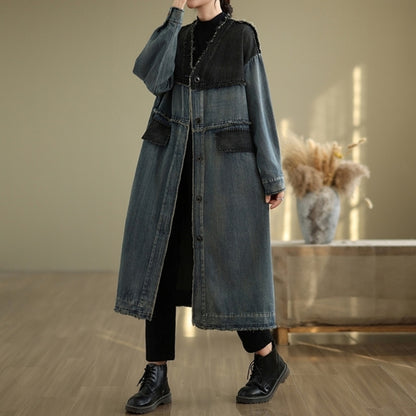 V neck denim coat D0068