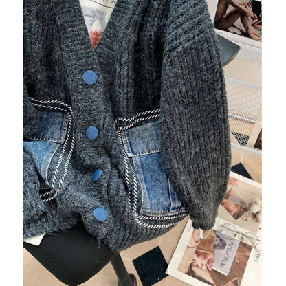 Denim pocket cardigan D0132