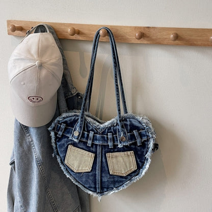 Heart Denim Tote Bag D0031