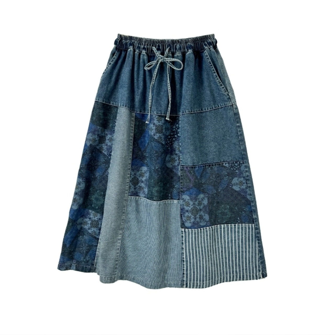 Patchwork denim skirt D0073