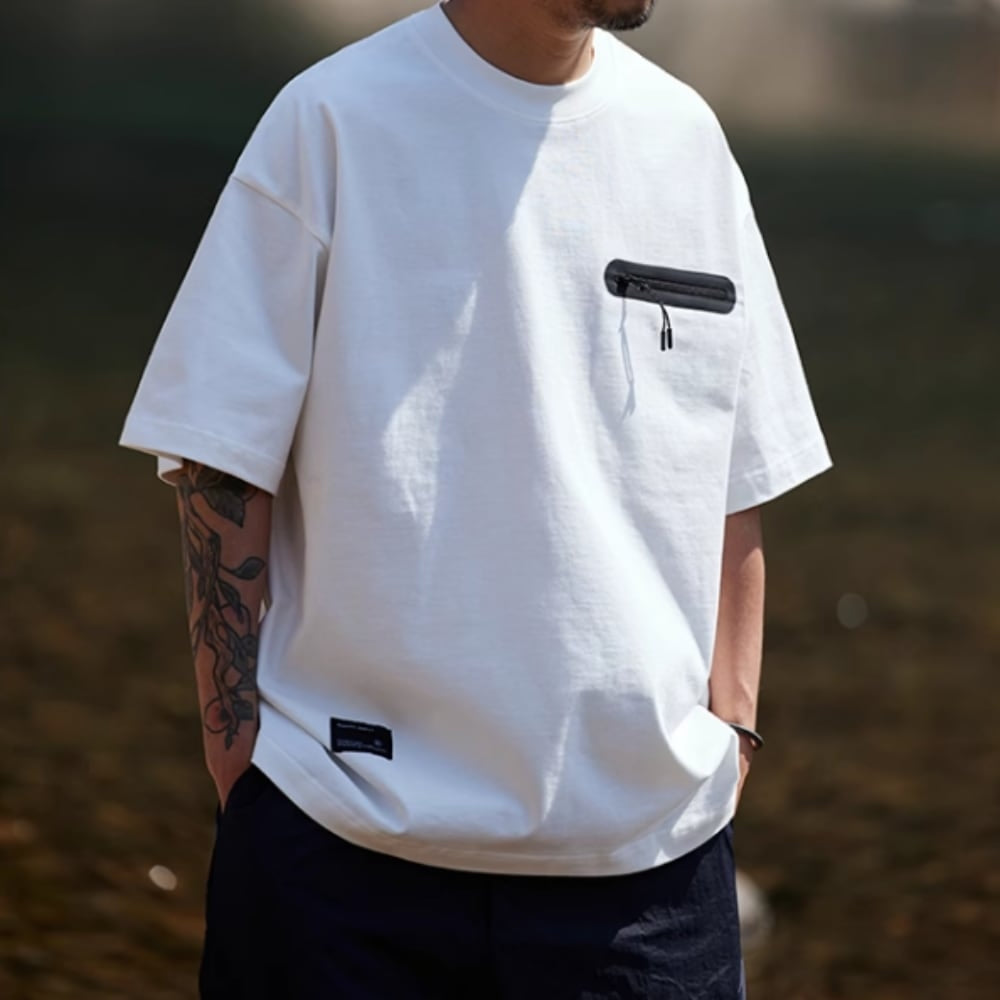 Zipper pocket design T-shirt HL2564