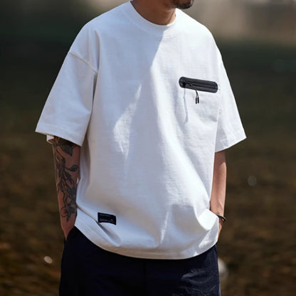 Zipper pocket design T-shirt HL2564