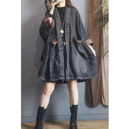 V neck denim coat D0096
