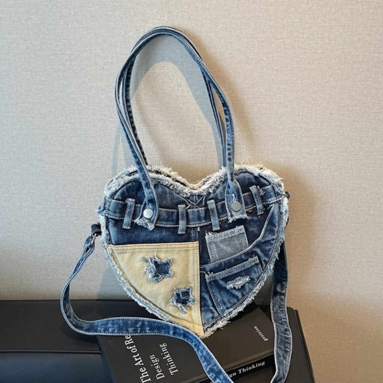 Heart Denim Tote Bag D0031