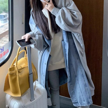 Hooded denim coat D0084