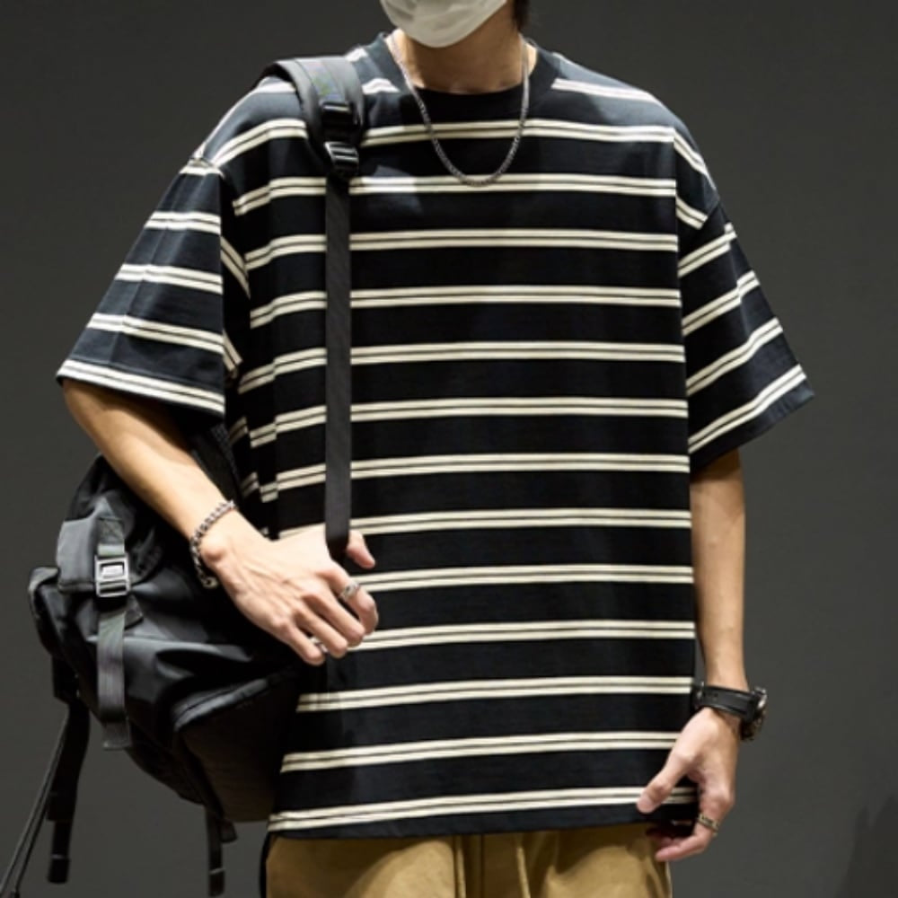 Round neck border T-shirt HL2575