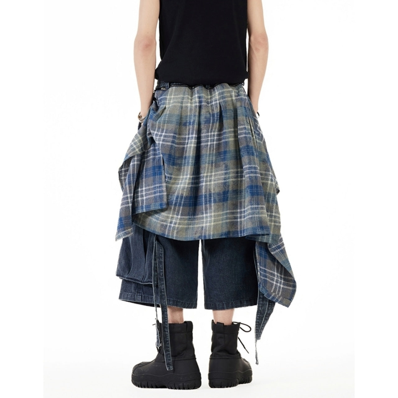 Wide leg cropped denim pants D0101