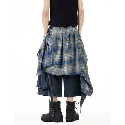 Wide leg cropped denim pants D0101