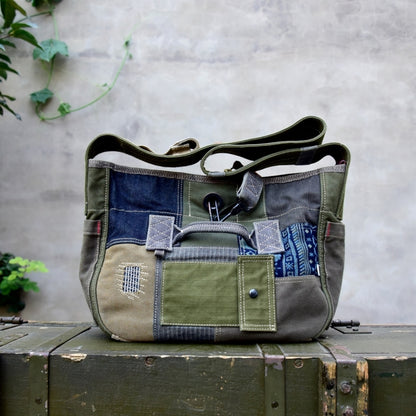 Patchwork Denim Messenger Bag D0033