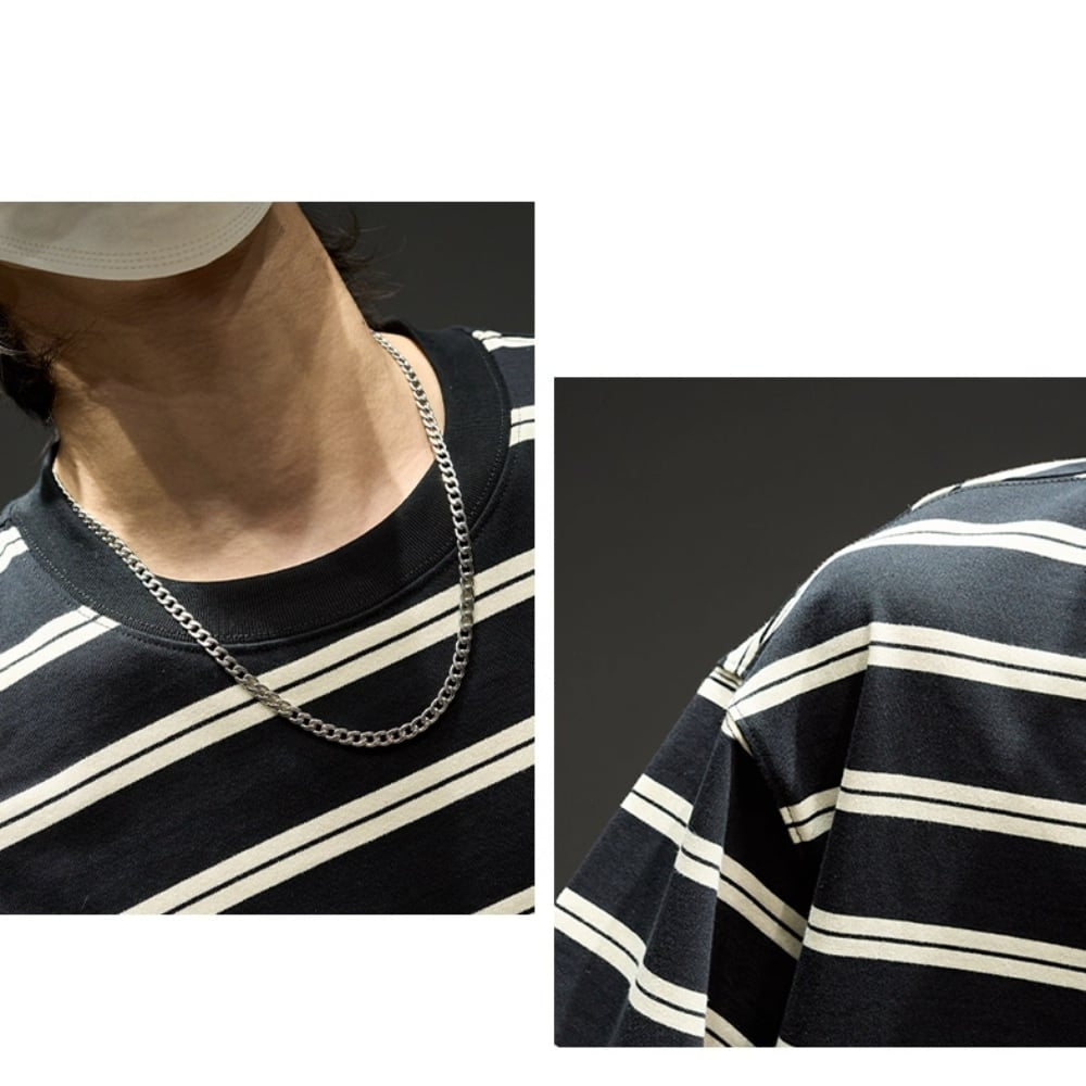 Round neck border T-shirt HL2575