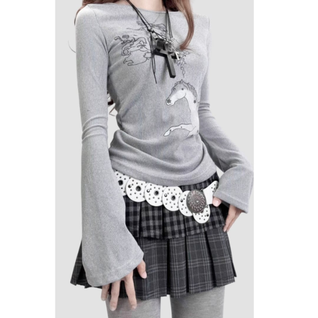 Double pleated mini skirt E7044