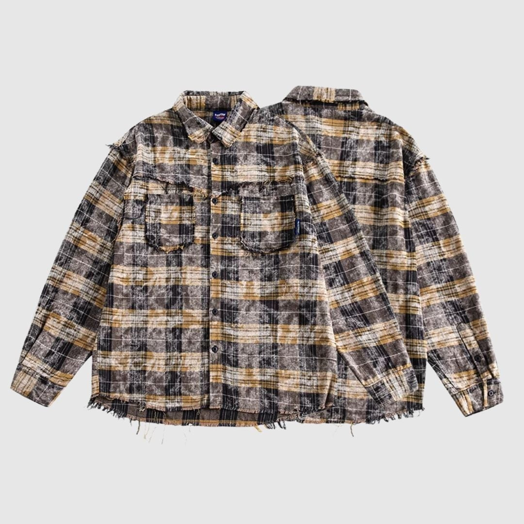 Damaged design check shirt HL2423