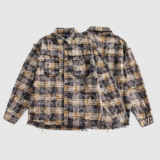 Damaged design check shirt HL2423