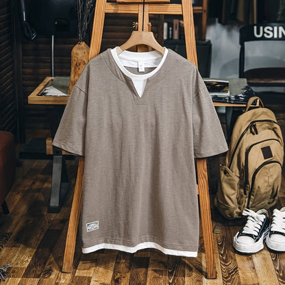 Faux layered casual tops HL2556