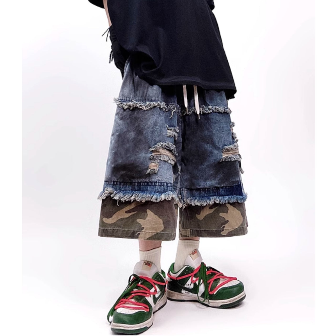 Wide leg cropped denim jeans D0099