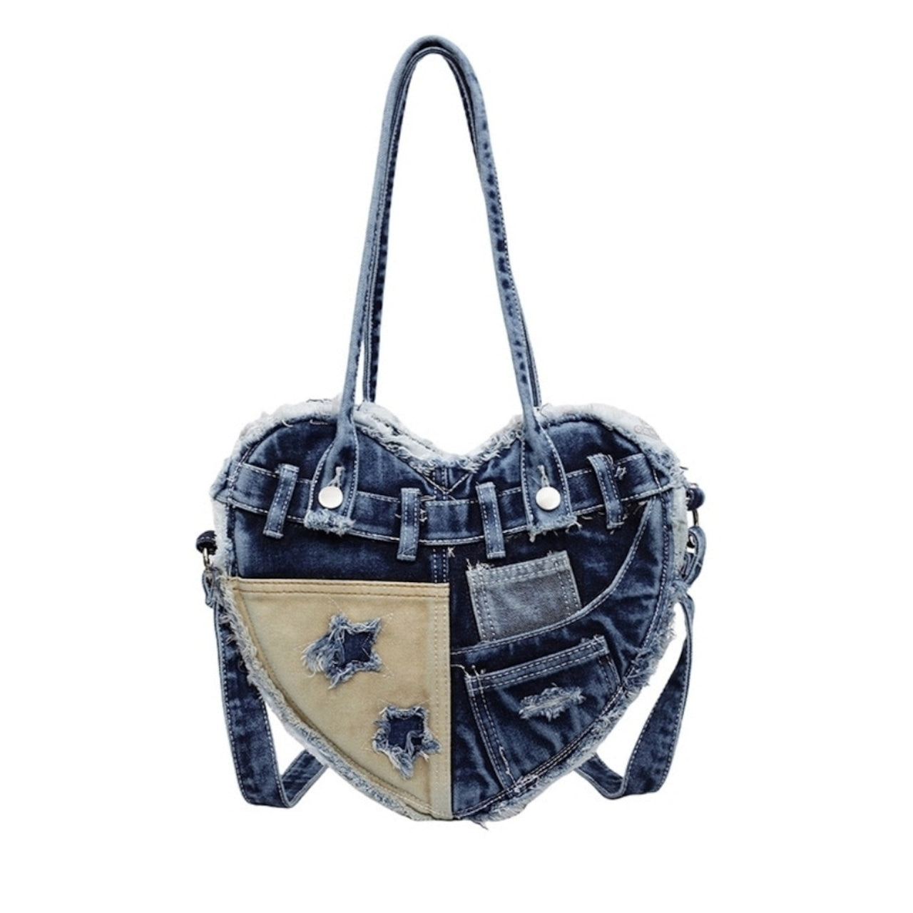 Heart Denim Tote Bag D0031