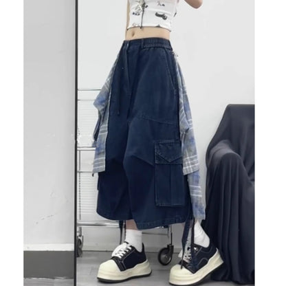 Cropped Wide Denim Pants D0017