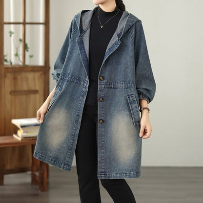 Hooded denim coat D0075