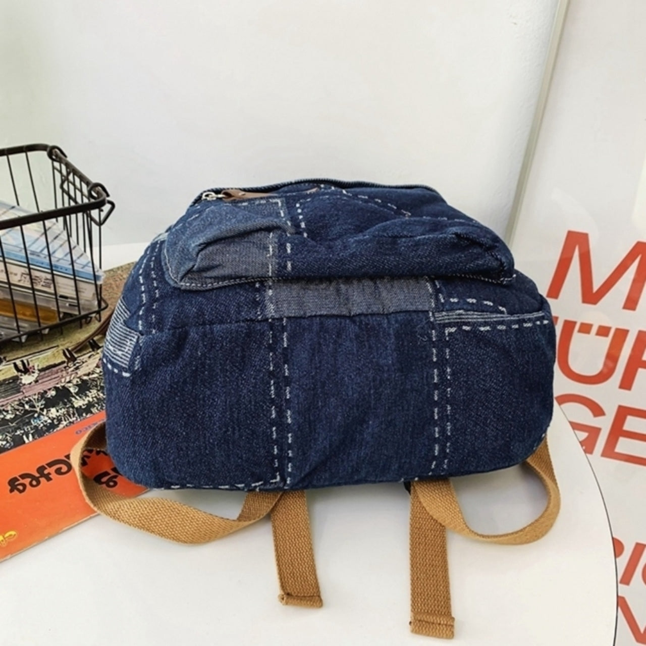 Patchwork Denim Backpack D0035