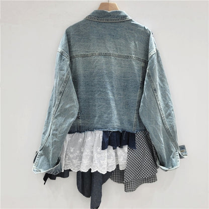 Lace Embroidery Denim Jacket D0063